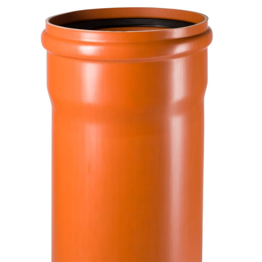 Труба канализационная НПВХ 110*3,2*6060 мм SN4 с раструбом рыжая (наружная)