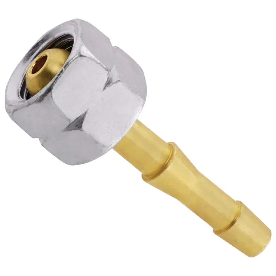Штуцер для подключения регулятора с выходом резьба 1/4 левая к шлангу 6 мм